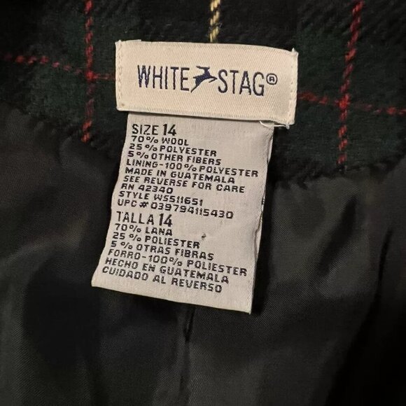 White Stag. Size 14. Wool Poly. Navy Green Tartan Plaid. Lined. L - Picture 5 of 5